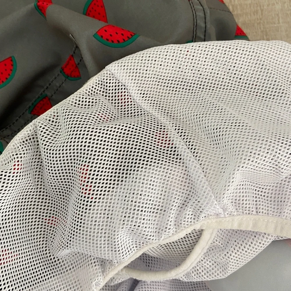 Kurt Creation Francaise Gray Watermelon Print Mens Swim Shorts Size L